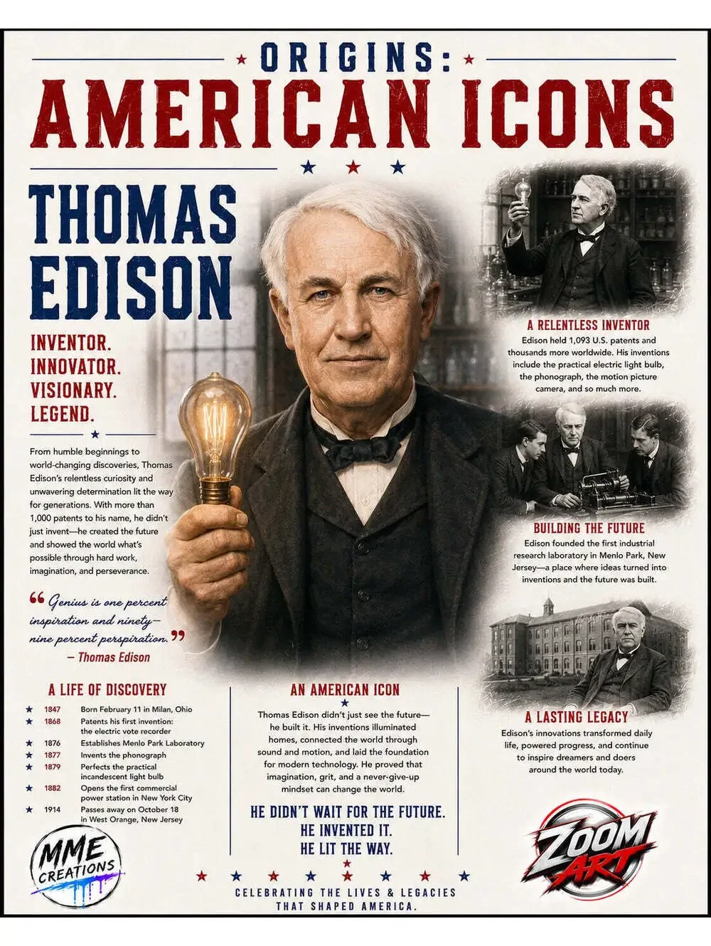 4675 Thomas Edison American Icons 8x10 Glossy Print